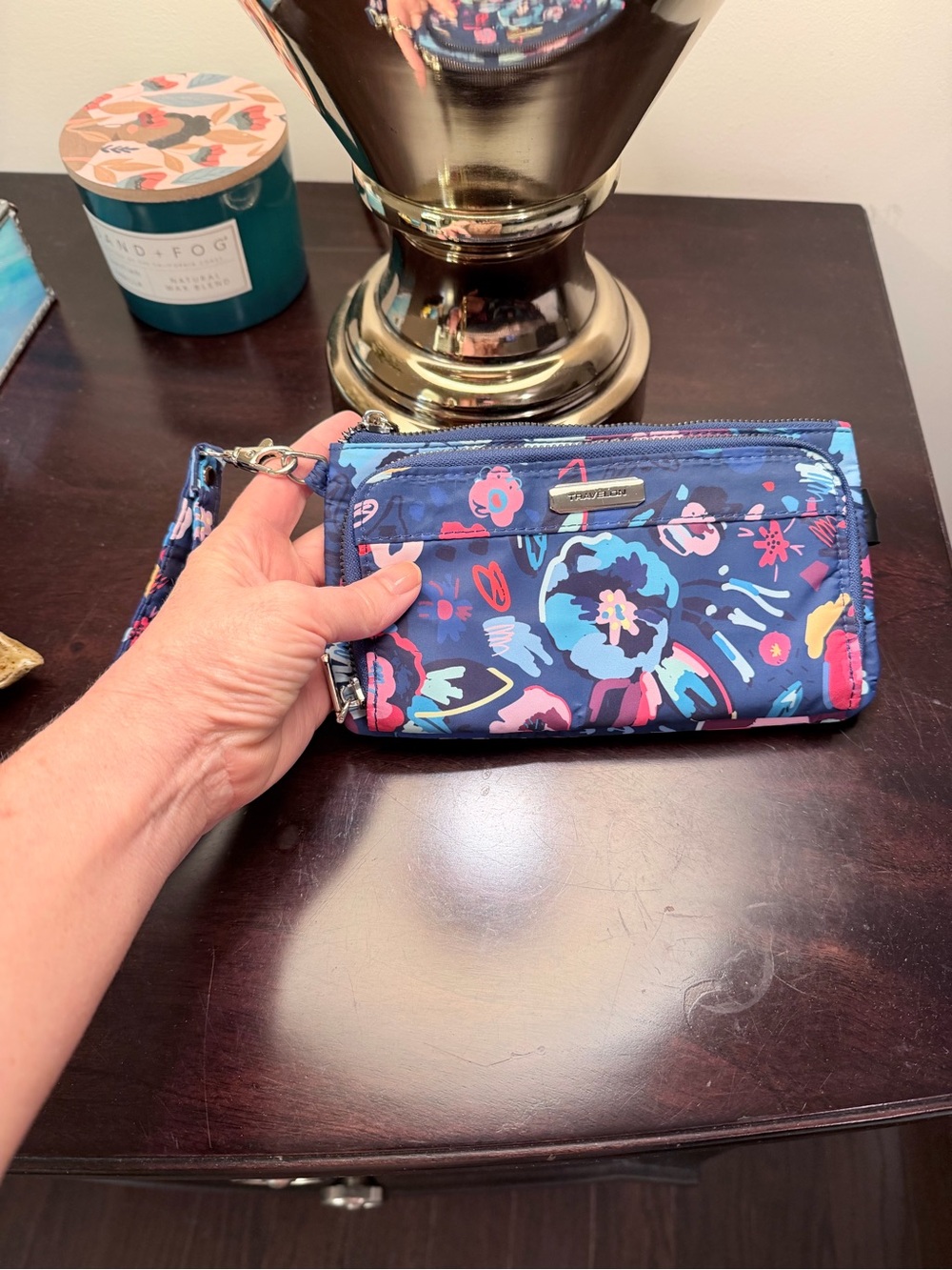 Travelon Navy Floral Wristlet Clutch - Multicolor Floral Print